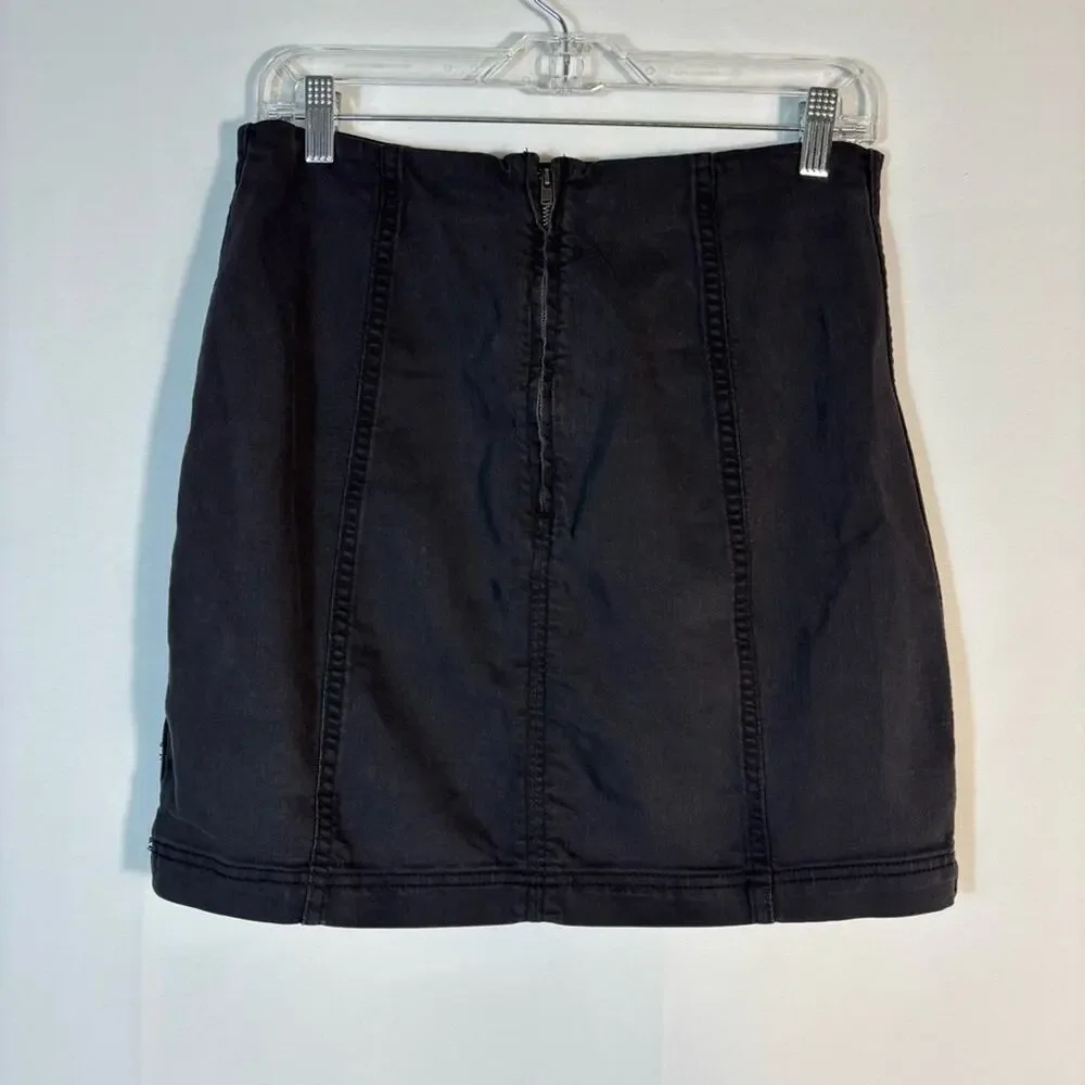 Free People Black Denim Mini Skirt Size 12 G0136